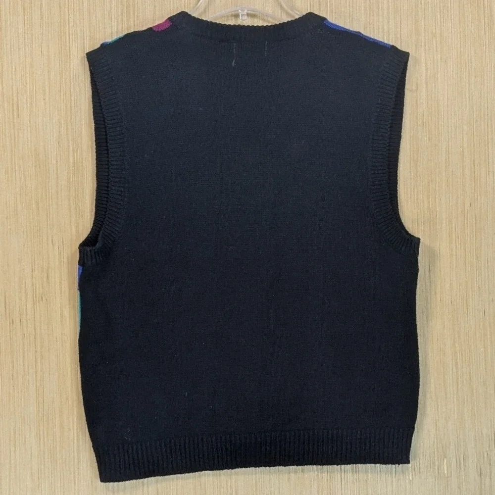 Napa Valley Knit Vest Women's‎ Medium Colorful Patchwork Retro Heart Vtg 90s